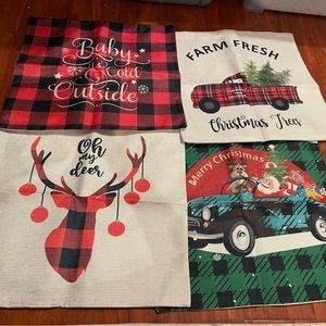 Christmas Throw Pillow Covers 18×18 Inch Set of 4.